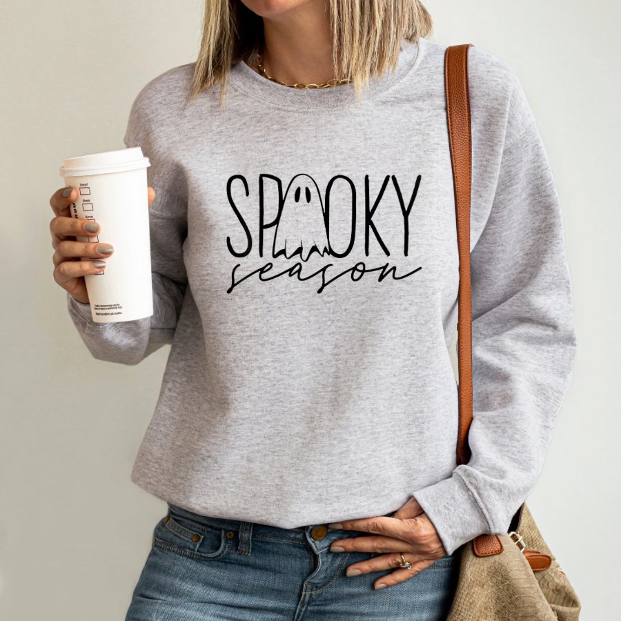 Spooky Season Sweatshirt, Halloween Sweatshirt,Fall Sweatshirts,Long sleeves ,Crewneck,Gift for Her - Custom Delight 90 LLC