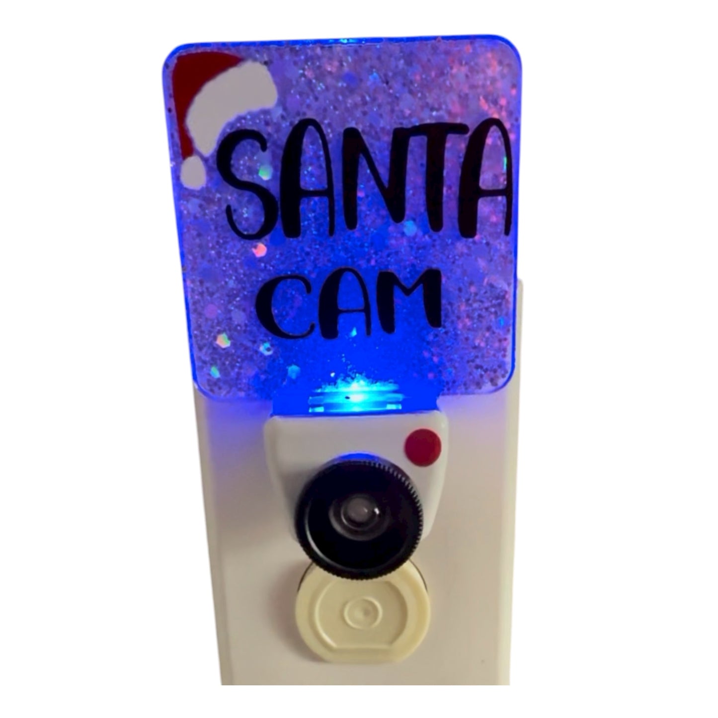 Santa Cam Night Light, Glittery Camera Shape, Soft Glow